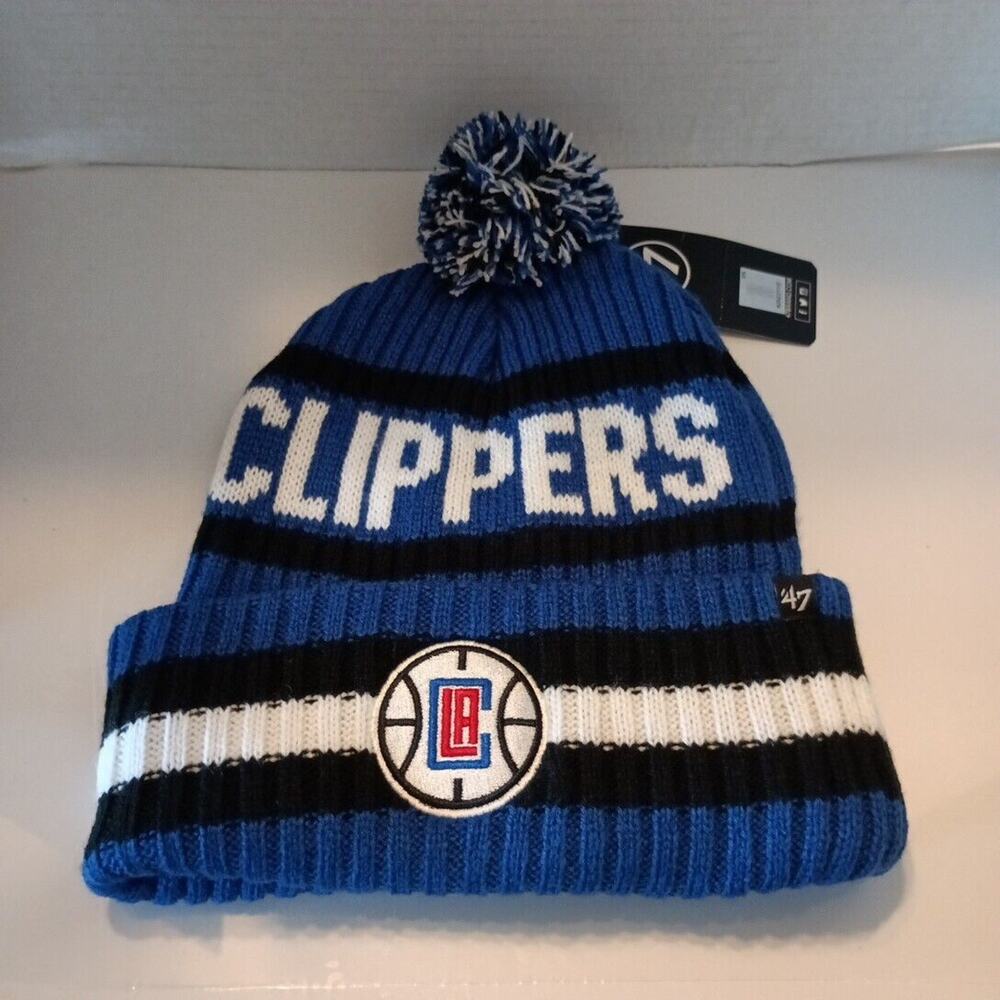 47 Brand Los Angeles Clippers Beanie Hat Sock Cap Pom Blue NBA Basketball OSFA